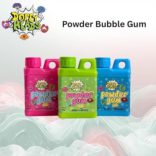 Dopey Heads | Powder Bubble Gum | HALAL | Blue Raspberry | Cotton Candy | Sour Apple | Flavoured Bubble Gum | Fruit Flavour | Sweet Gum Powder | 40g (1.41oz) Each | 3 Flavours (Pack of 3) thumbnail 5
