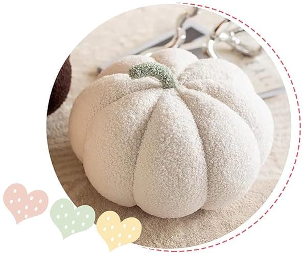 Halloween Pumpkin Pillow Decor, Pumpkin Plush Pillow Fleece Stuffed Pumpkins Decoration Halloween Pumpkins Throw Pillow for Couch, Soft Halloween Pumpkin Decor Gifts (8 Inch,White) thumbnail 3