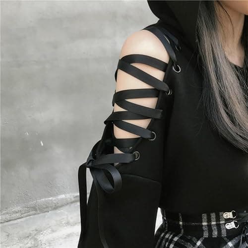 Dolpind Womens Cat Ear Hoodie Sweatshirt Long Sleeve Sweater Off Shoulder Cat Cute Crop Top Hoodies Pullover thumbnail 4