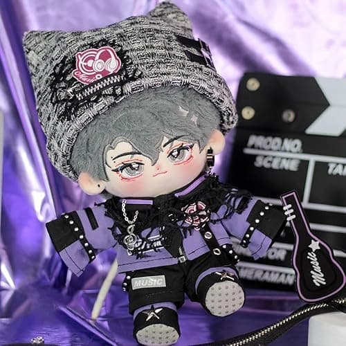 niannyyhouse 20cm Plush Doll Clothes Hat Jacket Pants Tie Shoes Accessories Purple Outfit 8in Plush Toy Dress Up thumbnail 5