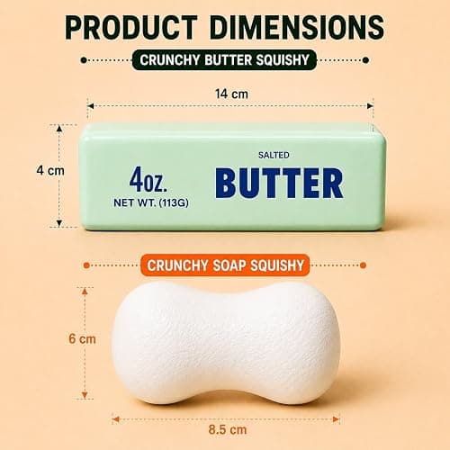 4 PCS Crunchy Butter, Peanut, Soap, Mango Squishy Box, Soft Squishy Toy For Anxiety & Stress Relief, Gifts for Kids & Adults. thumbnail 3
