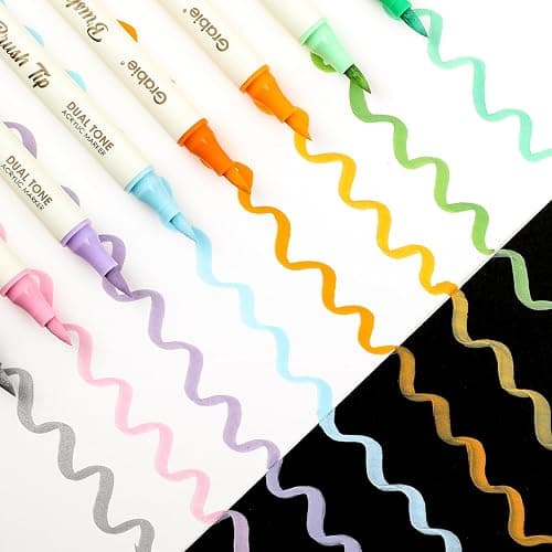 Grabie 72 Colors Acrylic Paint Markers, 36 Pack Dual Tip Soft Brush Acrylic Markers, Water-Based Paint Pens for Paper, Rock Painting, Wood, Canvas, Glass, Fabric, DIY Craft Art Supplies for All Ages thumbnail 7