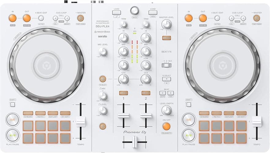 Pioneer DJ DDJ-FLX4 Contrôleur DJ à 2 jeux et Serato – Blanc, édition limitée - Image 1