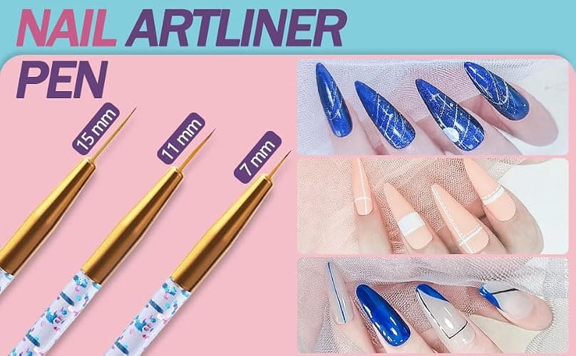Artdone 35pcs Nail Art Pens brushes,Nail Art Tool Set,Nail Dotting Tools,Nail Dust Brush,Striping Nail Art Brushes for Long Lines,Nail Drawing Pen For Nail Design thumbnail 5