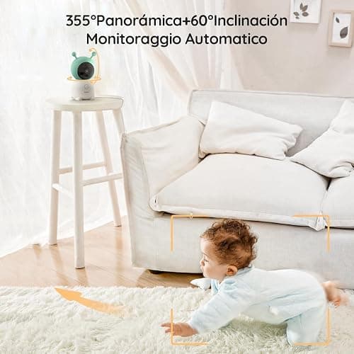 BOIFUN 2K Baby Monitor WiFi, Telecamera 360° con Luci Notturne e Display LCD 5" 3MP, Controllo da App e Monitor, Auto Tracking, Rilevamento Movimento e Suono IA thumbnail 7
