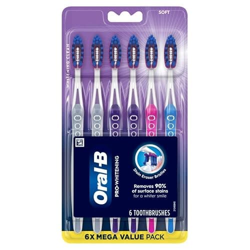 Oral-B 3D White Deep Stain Remover toothbrushes, 6 Count Toothbrush Soft, Removes 90% of Surface Stains, whitens Teeth, deep Reach, removes Plaque and Stains Tooth Brush thumbnail 6