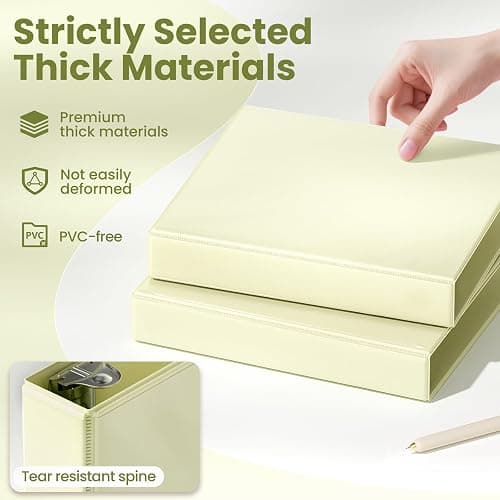 SUNEE 3 Ring Binder 1 Inch D Ring, Clear View Binder Three Ring PVC-Free (Fit 8.5x11 Inches) for School or Office Supplies, Yellow, 1 Pack thumbnail 5