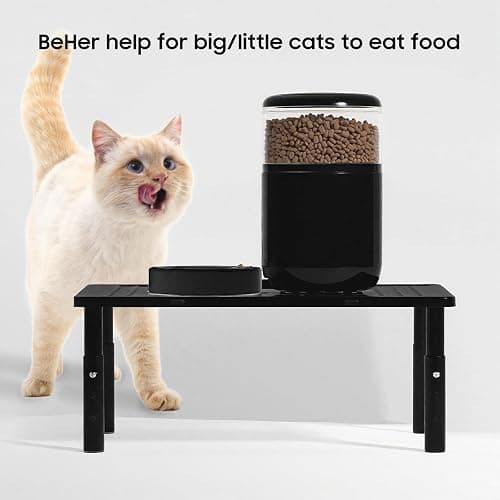‌Adjustable Automatic Cat Feeder Stand - Non-Slip Elevated Holder for Cats/Puppies, Fits Most Automatic Feeders & Water Dispensers, Black(Holder ONLY) thumbnail 6