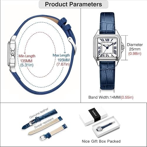 Szaikyri Classic Square Watch for Women Ladies Dress Watch | Water Resistant | Solid Stainless Steel Band | Dainty Vintage Design | Long-Last Vacuum Plating | Japanese Precise Movement thumbnail 6
