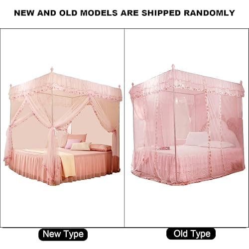 Hapivida Canopy Bed Curtains, 4 Corners Post Bed Curtains Princess Bed Canopy Bed Drapes Net Bedroom Decoration Accessories for Girls Adults Bedroom Decoration (PINK-150 * 200 * 200) thumbnail 9