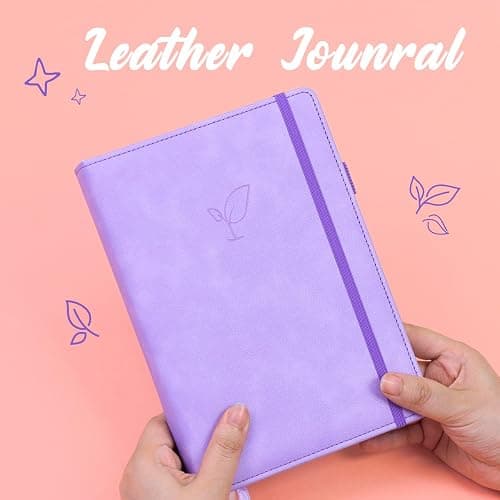 Hoci Poci Lined Journal Notebook, 400 Pages Thick Journal for Writing, A5 Hardcover Leather Notebook with 100Gsm College Ruled Paper for Women Men Work Note taking, 5.8" x 8.4", Purple thumbnail 6
