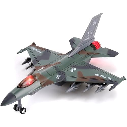 Diecast Fighter Jet Toy Military Falcon Replica Model - 1:400 Scale Airplane Pullback Metal Alloy Aircraft Vehicle with Flashing Lights and Sound - Image 1