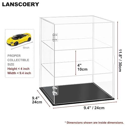 LANSCOERY Clear Acrylic Display Case Assemble Countertop Box Cube Organizer Stand Dustproof Protection Showcase Acrylic Display Stands for Collectibles Open 9.4 * 9.4 * 11.8inch thumbnail 3