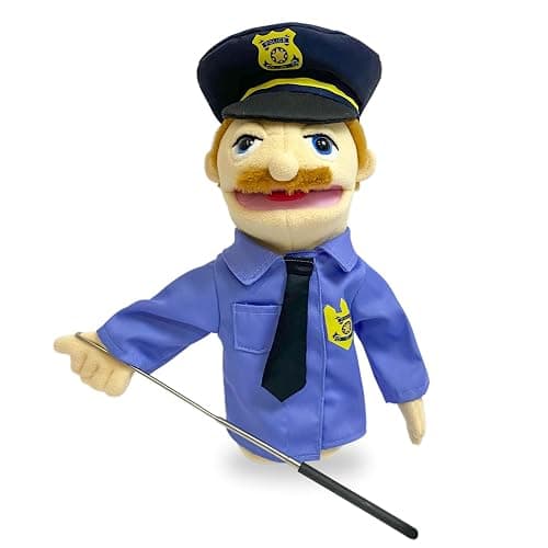 okegztoa 16"Puppets Entriloquist Puppet,Hand Puppets for Kids Plush Policeman Puppets for Adults with Removable Mouth Puppe t for Kids Ages 4-8,Hand Puppet for Adults with Scalable Pupp et Control Rod - Image 1