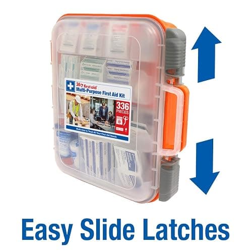 24/7 First Aid OSHA Compliant First aid Kit, All-Purpose 100-Person Emergency First Aid Kit for Business, Home, and Car in Plastic Case with Easy-Slide Latches, 336 Pieces thumbnail 4