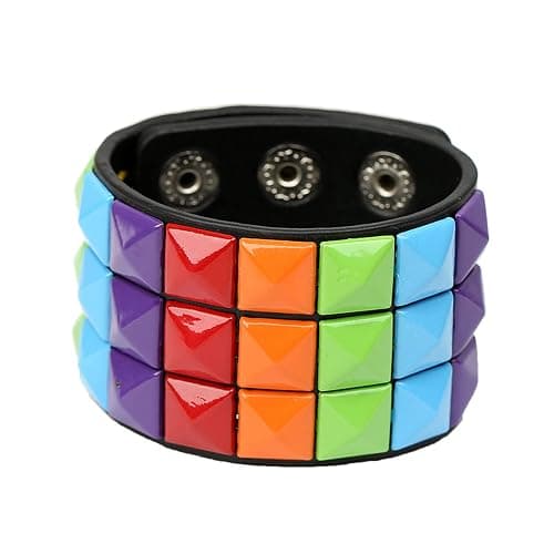 eYLun Men Women Cuff Leather Bracelet Punk Stud Wristband Bracelet Rock Adjustable Bangle Unisex - Image 1