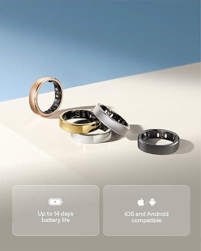 RingConn Gen 3 Smart Ring - Vascular Trends(Size 8, Royal Gold) | No App Subscription, Vibration Alerts, Sleep, Fitness & Heart Rate, 14-Day Battery Life, Size Before You Buy thumbnail 6