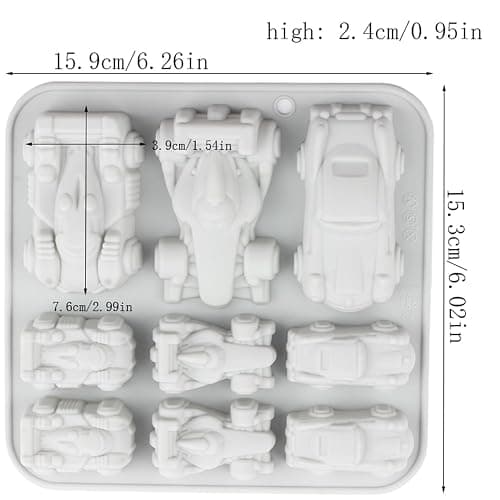 9 Cavity Racing Car Silicone Molds Car Themed Candy Mold For Chocolate Candy thumbnail 3