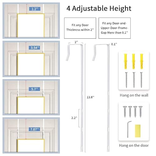 BEAUTYPEAK 16" x 50" Adjustable Height Over The Door Mirror, Gold | Full Length Hanging Door Mirror with Shatterproof Tempered Glass Aluminum Alloy Frame for Bedroom, Living Room, Bathroom,Dorm thumbnail 5