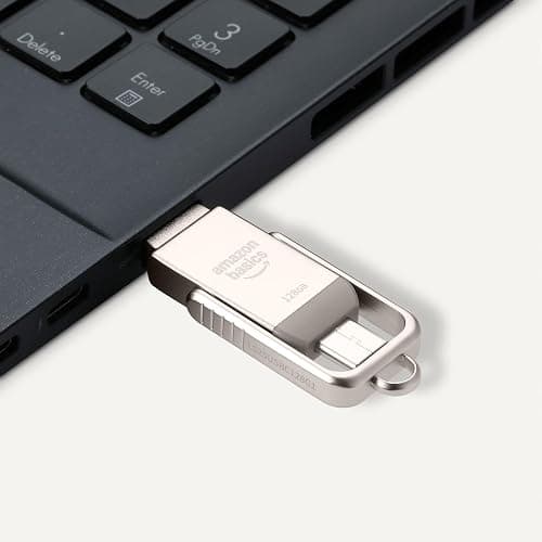 Amazon Basics 128GB USB Flash Drive, Thumb Drive Memory Stick with USB C and USB A Dual Ports, Champagne Silver thumbnail 4