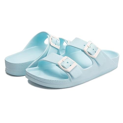 FUNKYMONKEY Jelly Sandals for Women with Adjustable Buckle, Comfortable Chunky Slip-on Beach Slides, Waterproof Platform Shoes for Pool Shower Casual Wear thumbnail 5