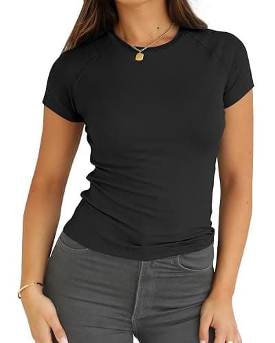 Abardsion Women Casual Raglan Sleeve Crewneck T Shirts - 2025 Summer Basic Activewear Slim Fit Going Out Tops - Image 1