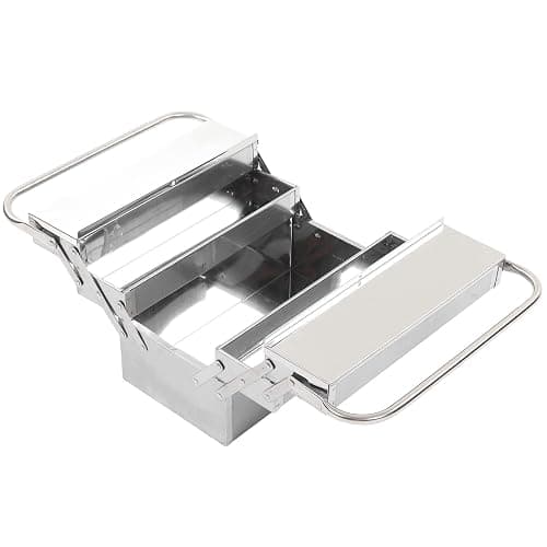 Metal Tool Box, Portable Folding Stainless Steel Storage Box 3 Layer 5 Tray Multi Function Tool Organizer Heavy Duty Rust Resistant Scratch Resistant Finish Cantilever Toolbox (420) thumbnail 4
