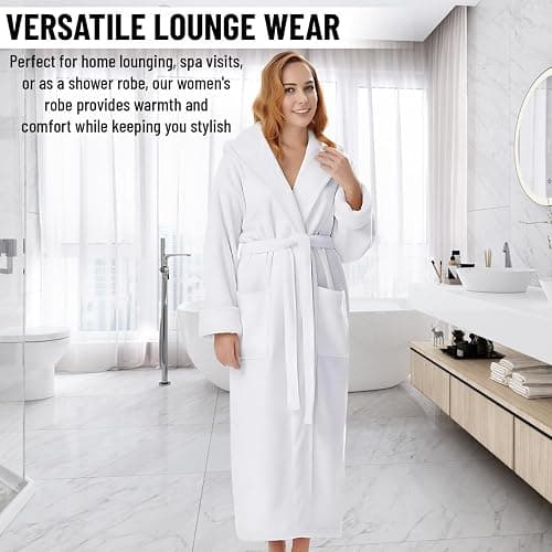 KAHAF COLLECTION Cotton Terry Robes for Women and Men, Terry Shawl Collar Bathrobe, ONE SIZE - UNISEX Men & Women Spa Robe thumbnail 5