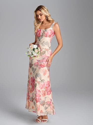 Parthea Womens Summer Floral Maxi Dress 2026 Sleeveless Square Neck Bodycon Wedding Guest Party Beach Long Dresses thumbnail 4
