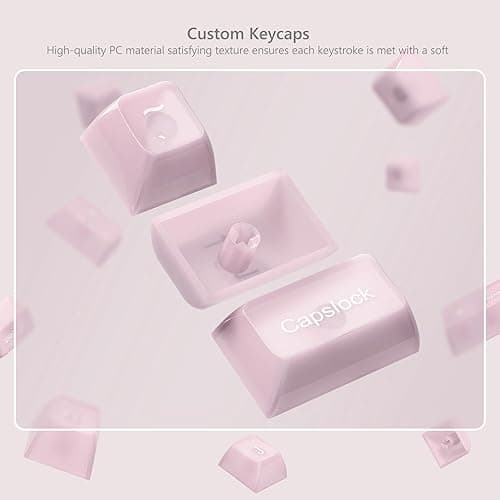 Womier Keyboard Keycaps Clear, Pink Keycaps 60 65 75 100 Percent, Transparent Jelly Cute Custom Key Cap Set for Cherry MX, Kailh, Outemu, Gateron Mechanical Keyboards(MDA Profile) thumbnail 5