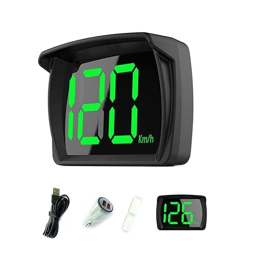 Shkalacar Car HUD Headup Display KM/H MPH GPS Digital Speedometer with LED Large Font Display + Car Charge Adapter for Car Truck SUV Motorcycle - Image 1
