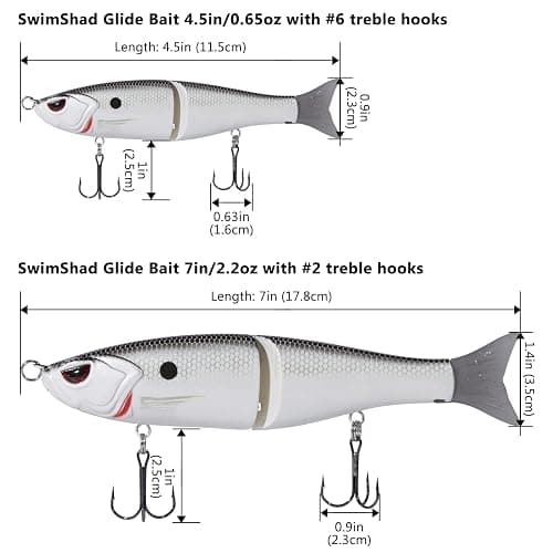 Bassdash SwimShad Glide Baits Jointed Swimbait Bass Pike Salmon Trout Muskie Fishing Lure thumbnail 2
