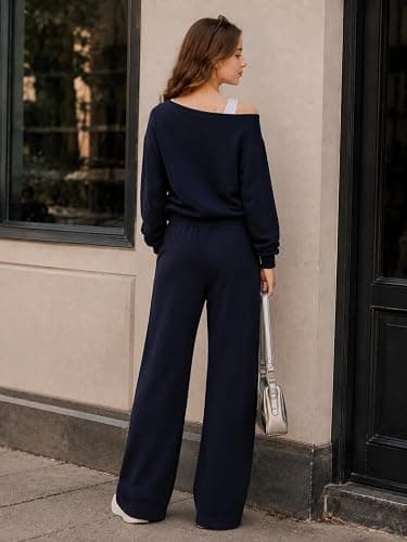 Kxuryueo Tween Girls Clothes Off The Shoulder Sweatshirt and Wide Leg Sweatpants Sweatsuit Size 7-14 thumbnail 6