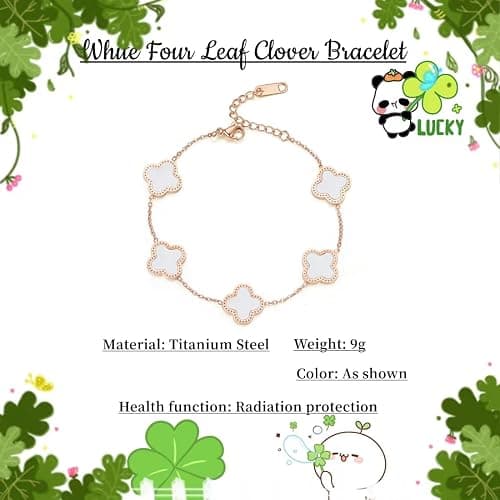 GAUEIOUR Lucky Leaf Bracelet, Women's Titanium Steel Bracelet, Simple Design Style, Exquisite Lucky Jewelry, Girls and Women's Jewelry Gifts (White) thumbnail 2