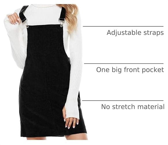 Hooever Women's Cute Corduroy Overall Bib Dress Pinafore Suspender Dress Skirt Jumper thumbnail 4
