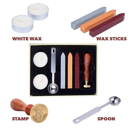 BELMAKS 7PCS Harry Potter Wax Stamp Seals Kit with Vintage Seal Wax Stamp Hogwarts for Postcard Invitation Letters Gifts and Crafts Letter Prints Envelope Wooden Set thumbnail 3