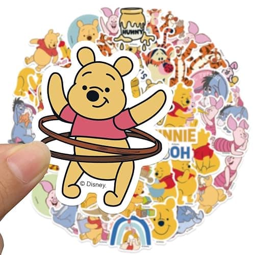 50pcs Cartoon Winnie Pooh Bear Stickers for Kids,Vinyl Waterproof Princess Decal for Water Bottle Laptop Toy Sticker for DIY Decorate Bumper Phone Hard Hat Kids Teens Gifts (Bear) thumbnail 5