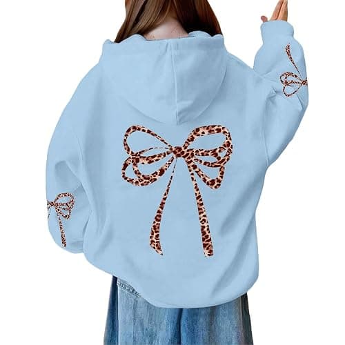 Hoodies for Teen Girls Cute Bow Hoodies Sweatshirts Oversized Sweatshirt thumbnail 2