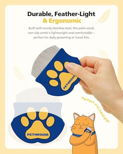 PETHROOM Professional Eye Comb for Pets | Stainless Steel Tear Stain Remover for Cats & Dogs | Gentle Round-Head Grooming Tool | Compact & Portable for Eye Gunk Removal thumbnail 6