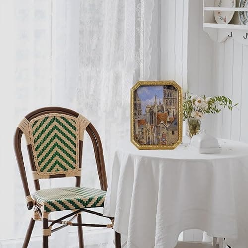 SIKOO Vintage 5×7 Gold Picture Frame Antique Ornate Photo Frame Tabletop and Wall Hanging with High Definition Glass Front for Home Décor,Retro Photo Gallery, Old-Fashioned Art thumbnail 4