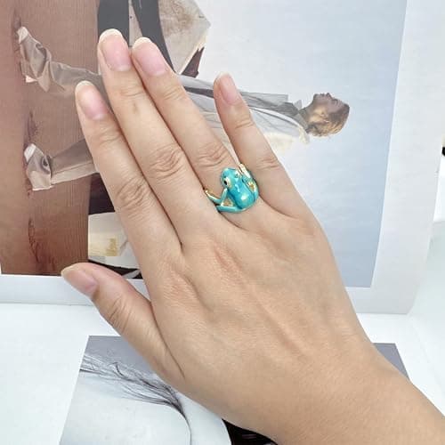 Vintage Punk Animal Jewelry Gift - Delicate Tree Frog Ring, Open Frog Shaped, Adjustable thumbnail 3