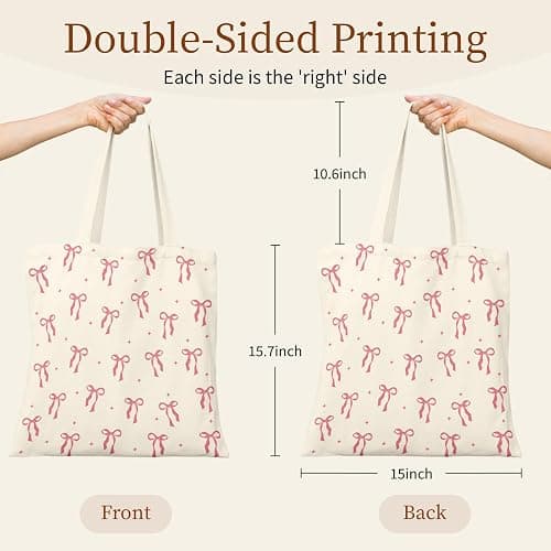 Puresora Canvas Tote Bag for Women with Zipper Cute | Zip Top, with Pockets, Medium Size, Aesthetic, Reusable Shoulder Totes for Shopping, Travel, Work, Daily Carry thumbnail 2