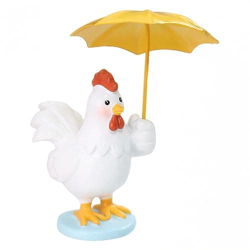CYjorkbgg Funny Chicken Resin Statue - Cute Baby Chicken with Yellow Umbrella Statue for Fairy Garden Decor Spring Chick Figurine for Outdoor Planter Yard Patio Lawn Indoor Table Decor for Home Gifts - Image 1