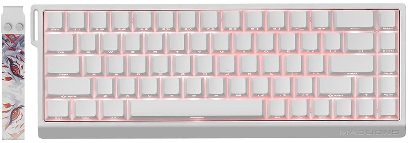 Hyekit x FGG MADLIONS MAD 68 HE RGB 60% Wired Magnetic Switch Gaming Keyboard with Adjustable Actuation, 8000 Hz Polling Rate, Rapid Trigger Mode, Hall Effect Switches, for PC/Mac, White - Image 1