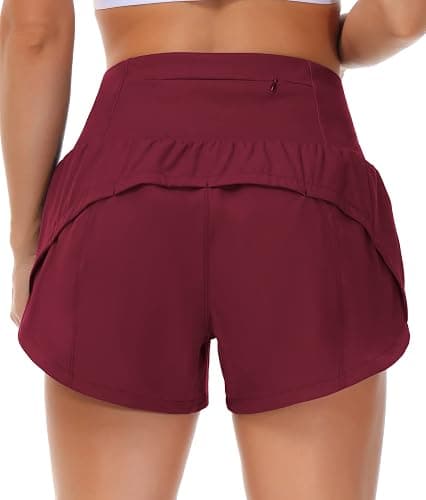 THE GYM PEOPLE Womens High Waisted Running Shorts Quick Dry Athletic Workout Shorts with Mesh Liner Zipper Pockets thumbnail 3