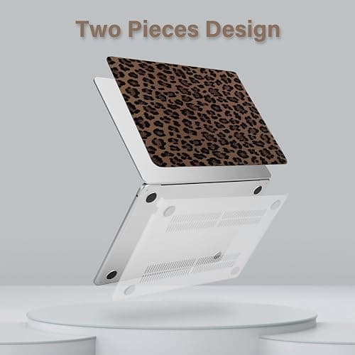 MOSISO Compatible with MacBook Air 13 inch Case 2022 2021 2020 2019 2018 Release A2337 M1 A2179 A1932, Anti-Fingerprint Cheetah Spots PU Leather Coated Plastic Hard Shell Case&Keyboard Cover, Brown thumbnail 4