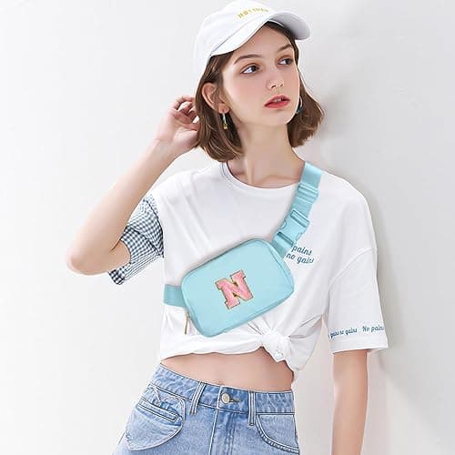 Gitus Gifts for 7 8 9 10 11 Year Old Girls Belt Bag Fanny Pack Crossbody Bags with Initial Letter Patch Birthday Gifts for Daughter Sister Friends Teen girls (Icing Blue-N) thumbnail 2