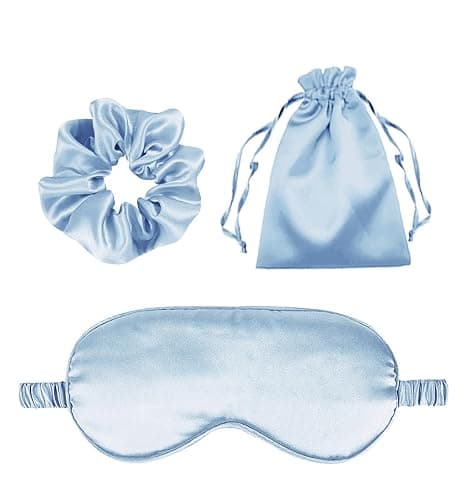 3Pcs Satin Eye Mask Silk Sleep Masks Set Silky Blindfold Eyeshade Blackout Eyes Cover Pouches Bag Scrunchy Wedding Gift - Image 1