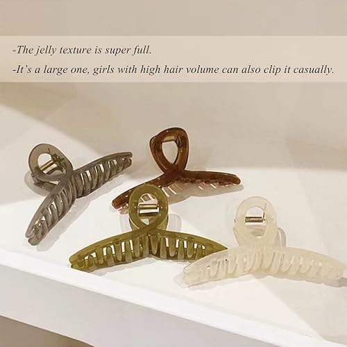 Big Hair Claw Clips - Butterfly Hair Accessories for Women and Girls with Long, Thick Hair - Large 5.1 Jelly Clips, 4 Pcs, Mother's Day Gifts thumbnail 8