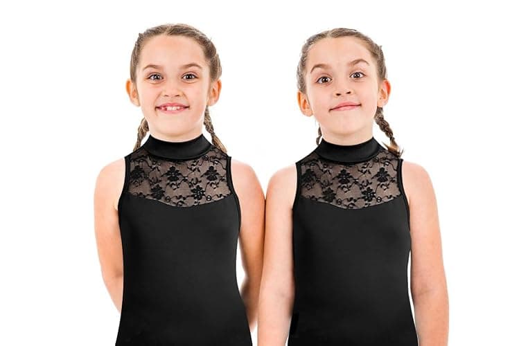 Tegmk Girls Turtleneck Dance Leotard for Ballet, Lace Neckline, Full Front Lining, Hollow Back thumbnail 6